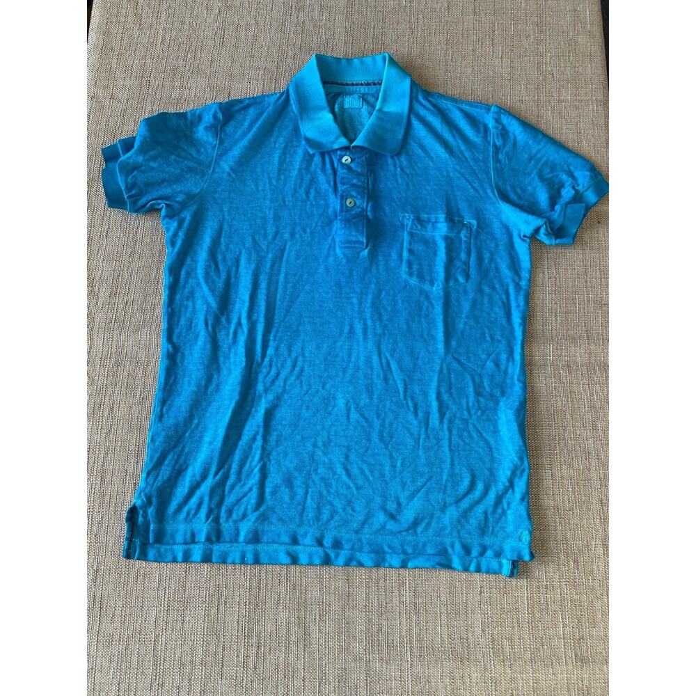 120% Lino Linen Blend Short Sleeve T Shirt Blue  M